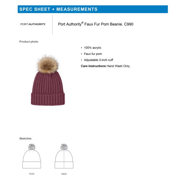 CASC Beanie Faux Fur Pom | C990 - Image 3