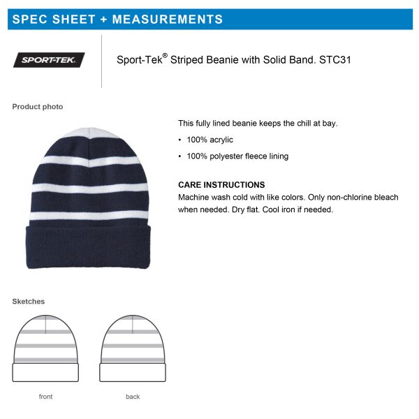 Beanie Striped with Solid Band (One Size Fits All) | STC31 - Image 3
