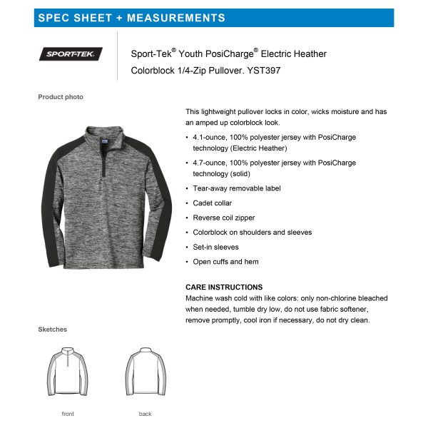 Youth Electric Heather Colorblock Pullover | YST397 - Image 3