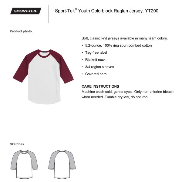 Youth Colorblock Raglan Jersey | YT200 - Image 3
